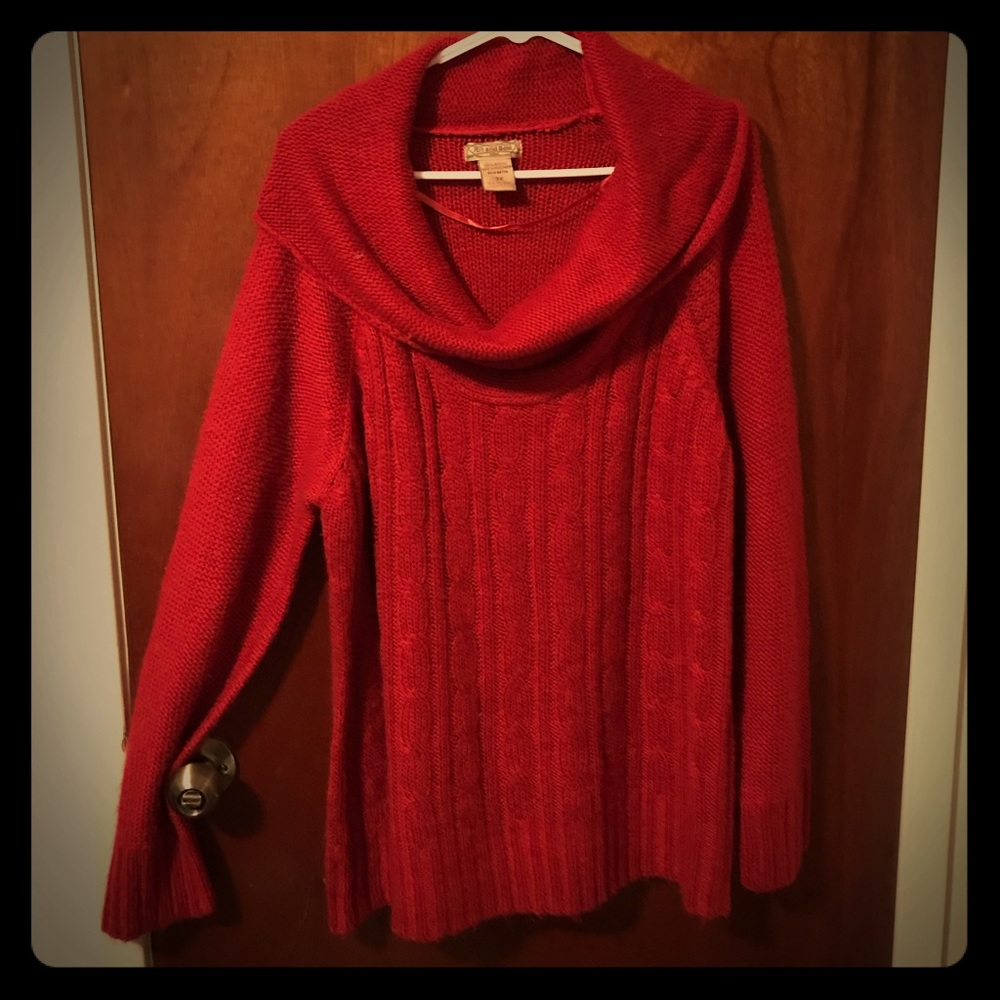 SOLD 3X Red knitted cowl-neck sweater